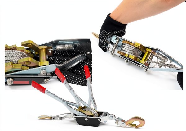 Come Along Winch JIAJU 2T Ratchet Puller with 12FT Steel Cable-4