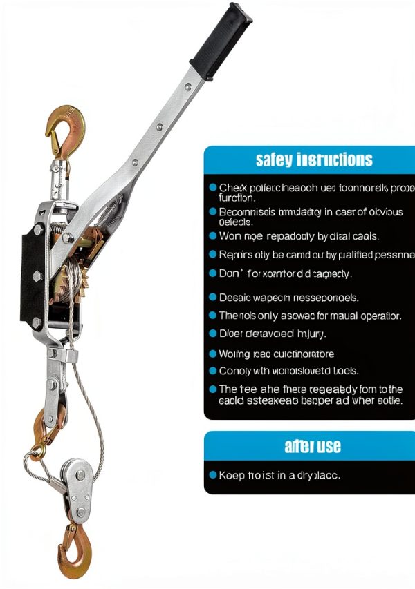 FT Come Along Winch Heavy Duty, 5 Ton (11,023 lbs), 10ft Steel Cable, 3 Hooks, Come Along Tool with Dual Gears, Automotive Hoist Cable Puller for Recovery Gear, Vehicle, Fence (Upgraded Version)-3